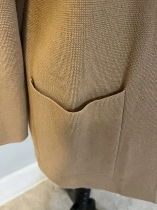 Quince Organic Cotton Camel Waffle Texture Blazer Open Front. Size Small. - Picture 4 of 9